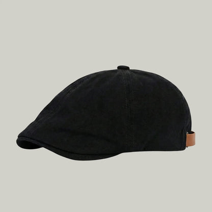 Béret Noir Homme Femme – Patch Cuir & Sangle Camel
