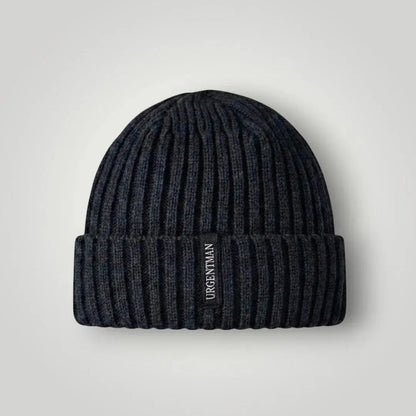 Bonnet Côtelé Mixte Gris Anthracite Revers Étiquette Tissée Maison Shelby
