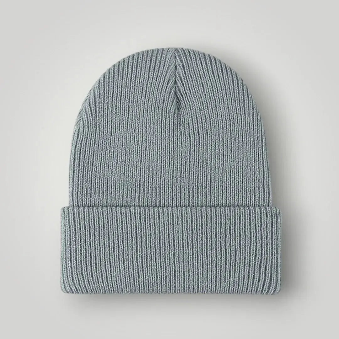 Bonnet Côtelé Mixte Gris Glacier Revers Uni Maison Shelby