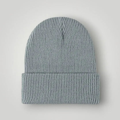 Bonnet Côtelé Mixte Gris Glacier Revers Uni Maison Shelby