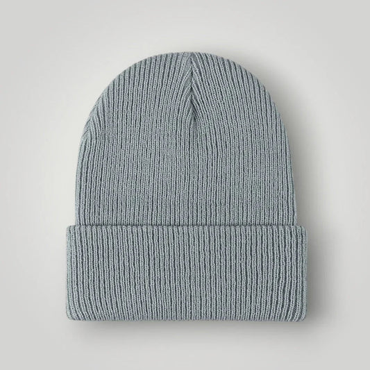 Bonnet Côtelé Mixte Gris Glacier Revers Uni