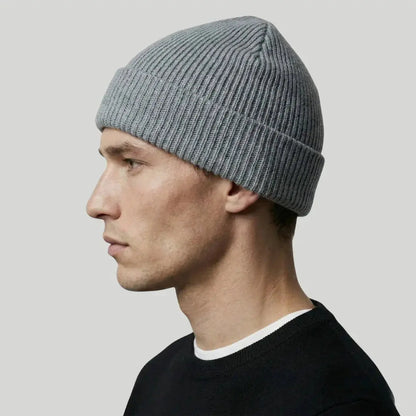 Bonnet Côtelé Mixte Gris Glacier Revers Uni Maison Shelby