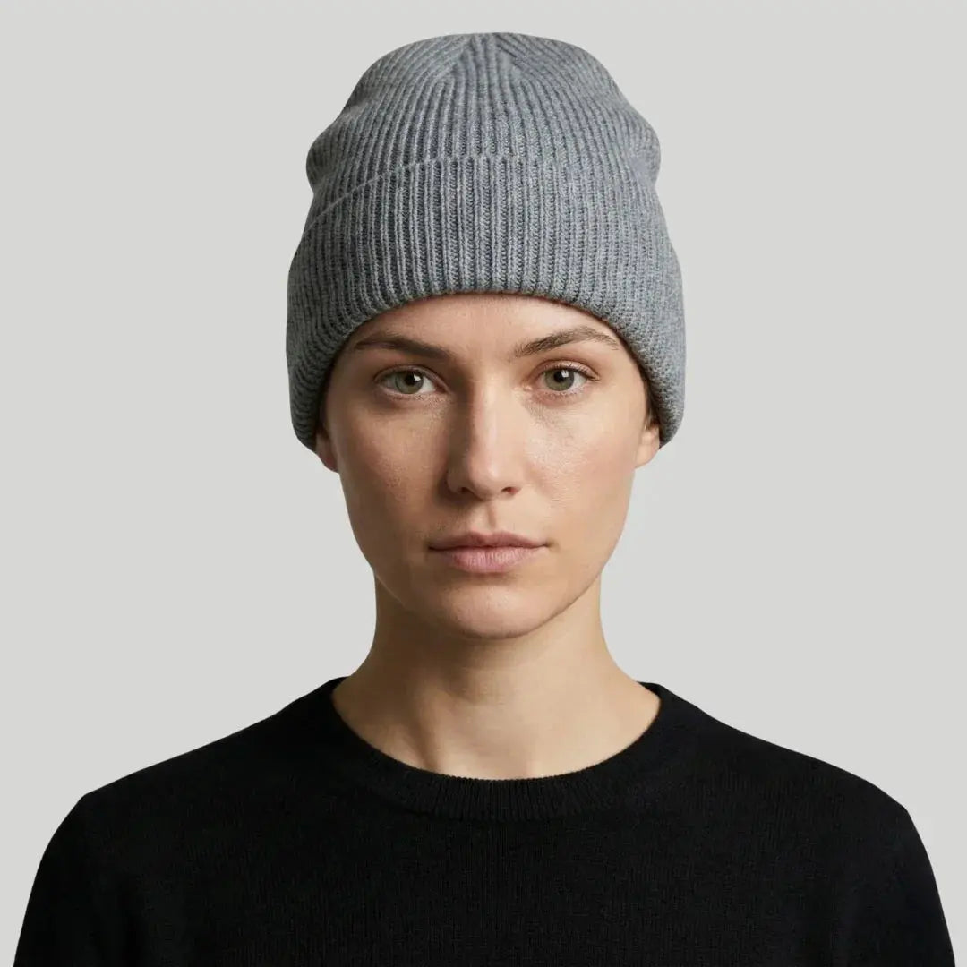Bonnet Côtelé Mixte Gris Glacier Revers Uni Maison Shelby