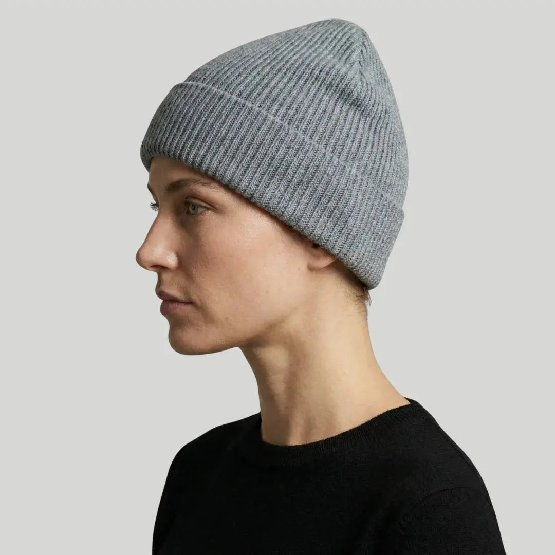 Bonnet Côtelé Mixte Gris Glacier Revers Uni Maison Shelby