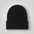 Bonnet Côtelé Mixte Noir Revers Large Uni