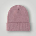 Bonnet Côtelé Mixte Rose Mauve Revers Uni
