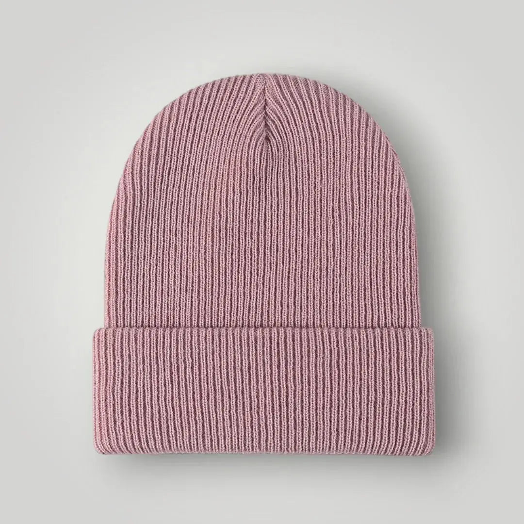 Bonnet Côtelé Mixte Rose Mauve Revers Uni Maison Shelby