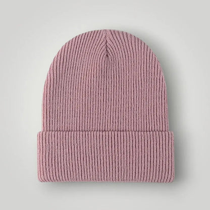 Bonnet Côtelé Mixte Rose Mauve Revers Uni Maison Shelby