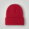 Bonnet Côtelé en Maille Mixte Rouge Vif Revers Uni