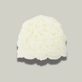 Bonnet Crochet Femme Blanc Cassé – Motif Floral Bordure Festonnée