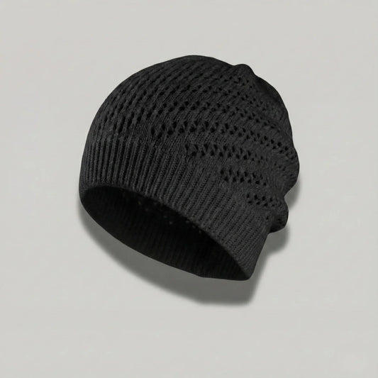 Bonnet Crochet Noir Femme – Maille Ajourée Hiver