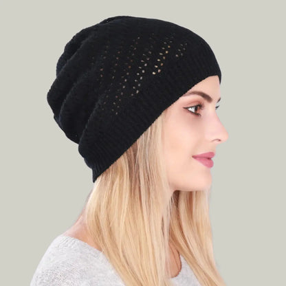 Bonnet Crochet Noir Femme – Maille Ajourée Hiver Maison Shelby