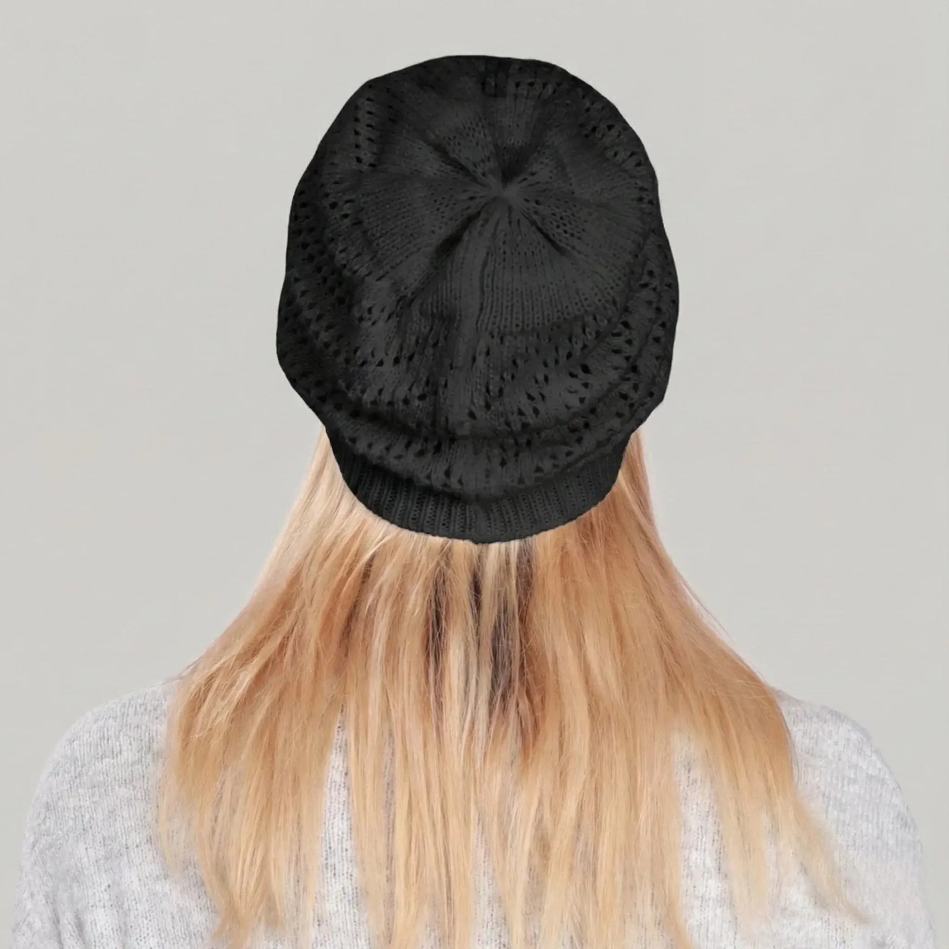 Bonnet Crochet Noir Femme – Maille Ajourée Hiver Maison Shelby