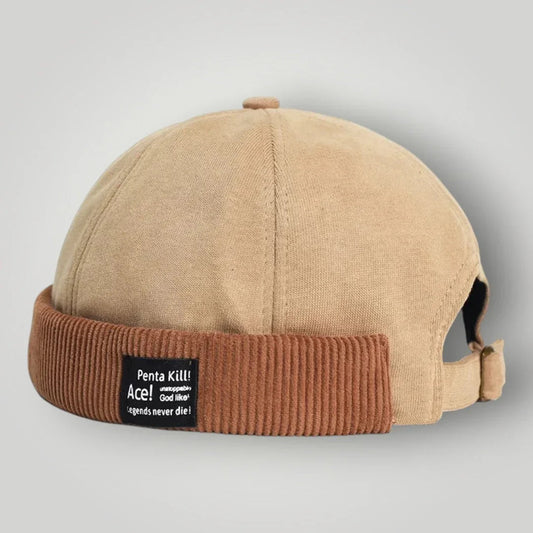 Bonnet Docker Beige Revers Camel Homme Femme – Patch Vintage