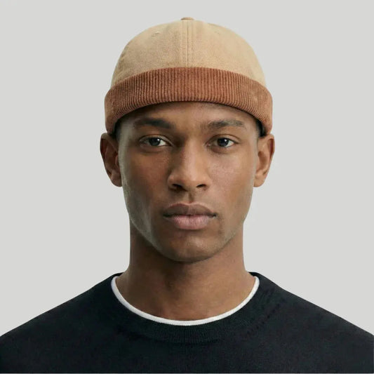 Bonnet Docker Beige Revers Camel Homme Femme – Patch Vintage Maison Shelby