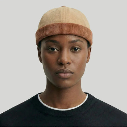 Bonnet Docker Beige Revers Camel Homme Femme – Patch Vintage Maison Shelby