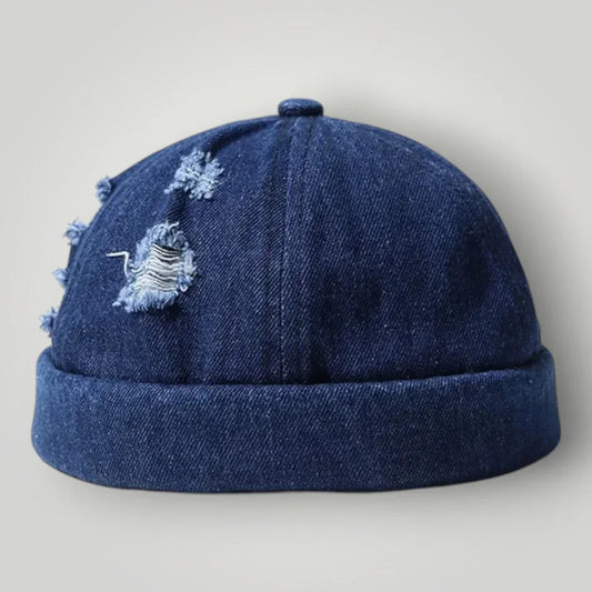 Bonnet Docker Denim Bleu Homme Femme – Finitions Effilochées
