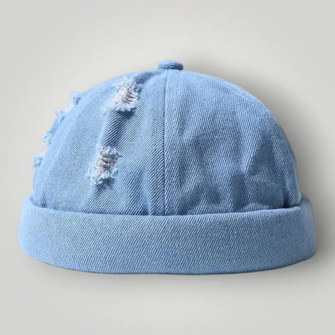 Bonnet Docker Denim Bleu Homme Femme – Finitions Effilochées Maison Shelby