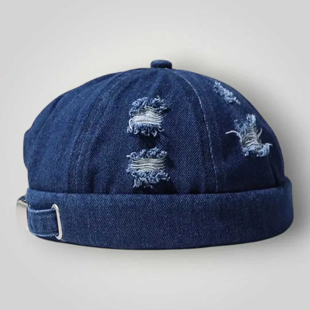 Bonnet Docker Denim Bleu Homme Femme – Finitions Effilochées Maison Shelby
