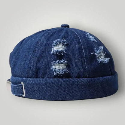 Bonnet Docker Denim Bleu Homme Femme – Finitions Effilochées Maison Shelby