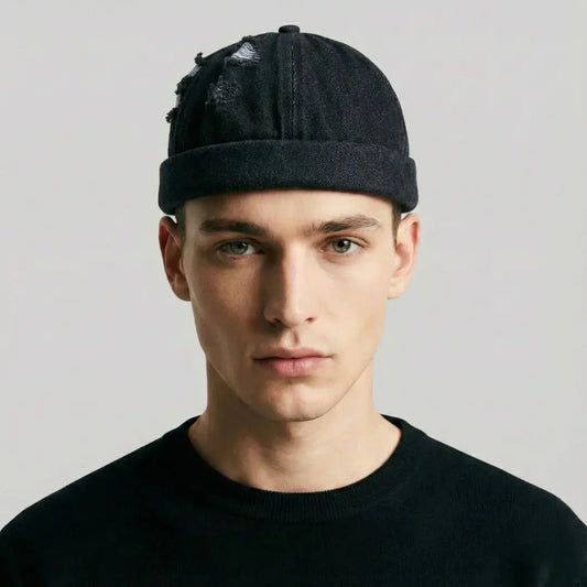 Bonnet Docker Denim Homme Femme – Look Destroyed Vintage Maison Shelby