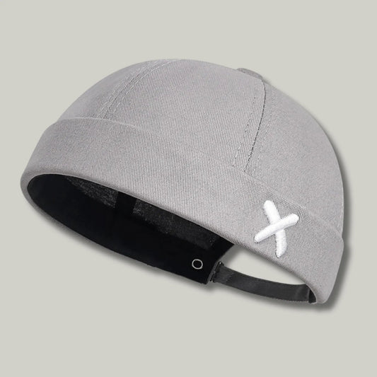 Bonnet Docker Gris Broderie Croix Homme Femme – Réglable