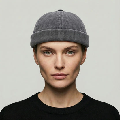 Bonnet Docker Gris Délavé Homme Femme – Coton Vintage Maison Shelby
