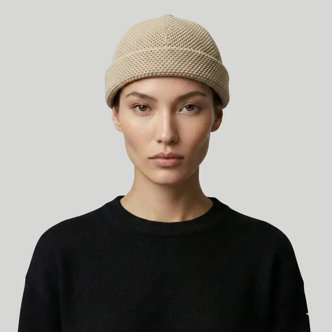 Bonnet Docker Maille Tricot Beige Homme Femme – Style Estival Maison Shelby