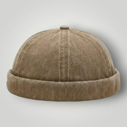 Bonnet Docker Mixte Camel Délavé Velours Ras