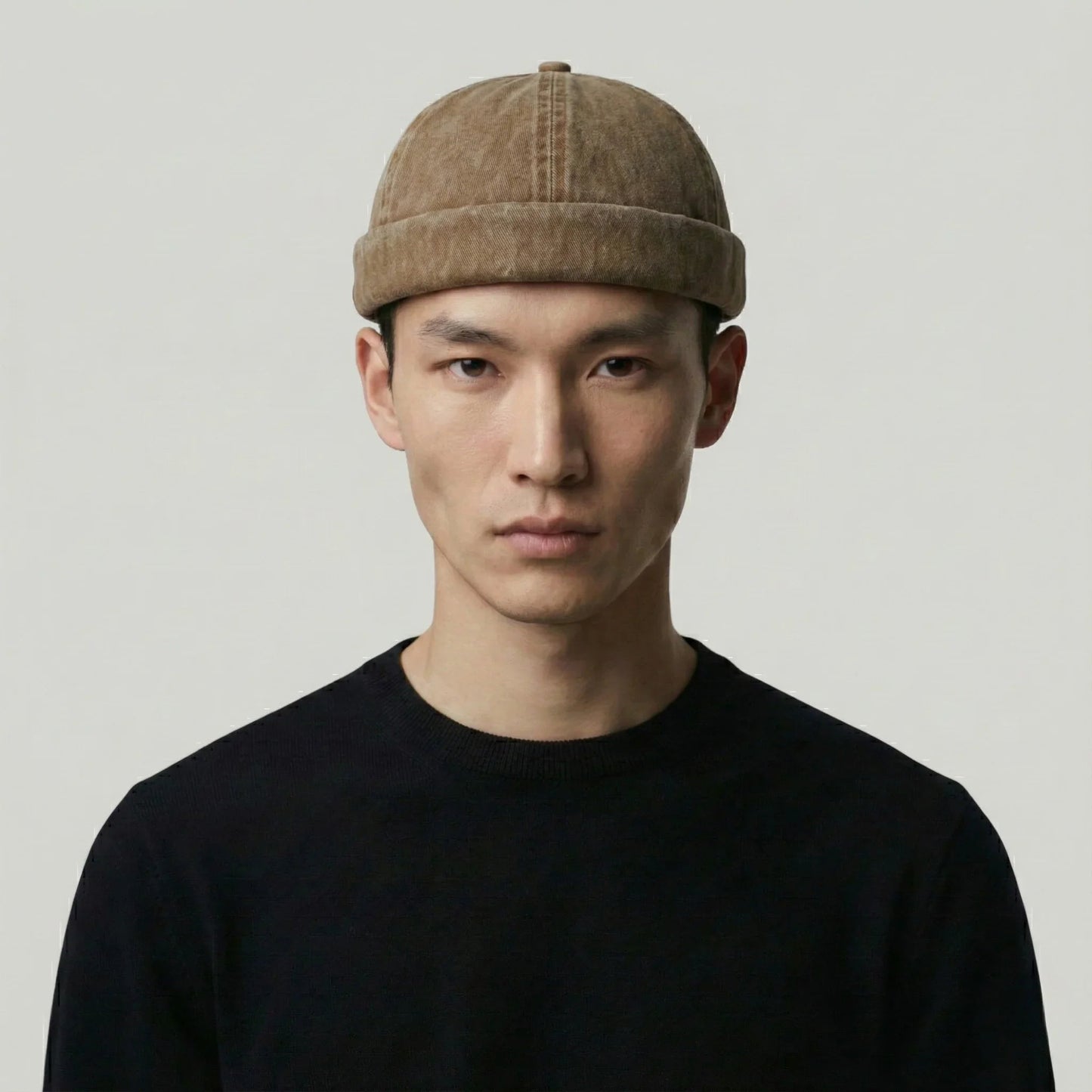 Bonnet Docker Mixte Camel Délavé Velours Ras