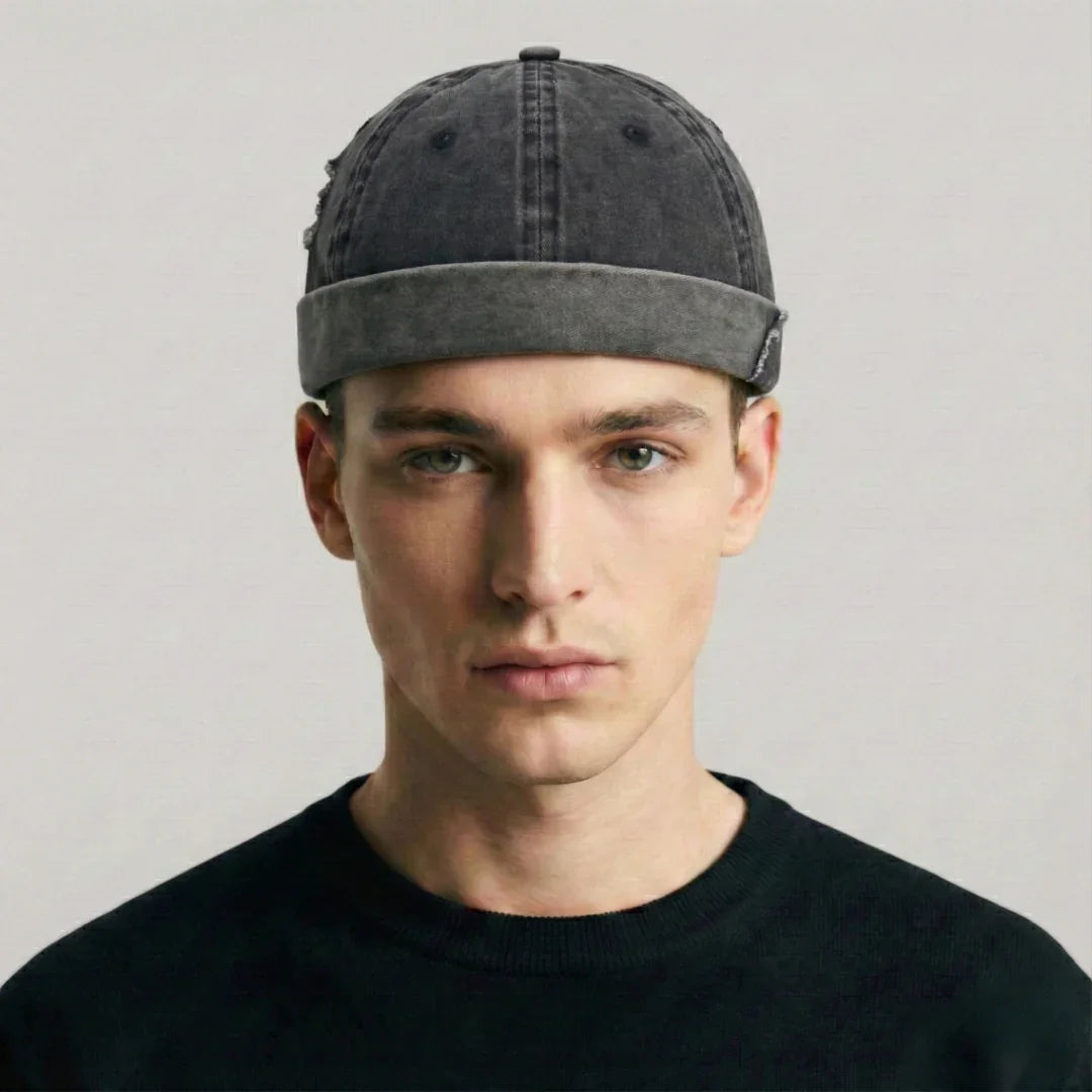 Bonnet Docker Mixte Gris Anthracite Délavé Denim