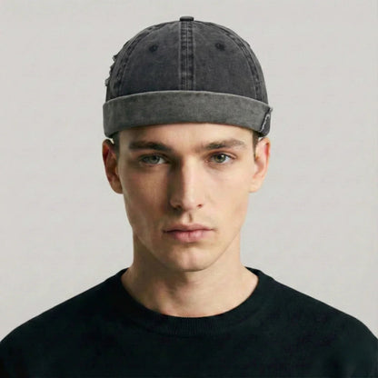 Bonnet Docker Mixte Gris Anthracite Délavé Denim