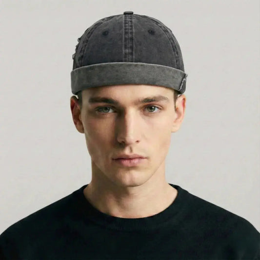 Bonnet Docker Mixte Gris Anthracite Délavé Denim Maison Shelby