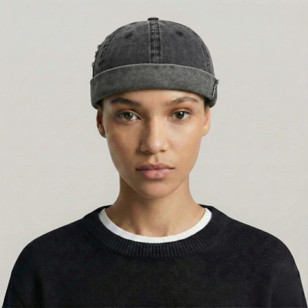 Bonnet Docker Mixte Gris Anthracite Délavé Denim