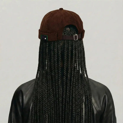 Bonnet Docker Mixte Marron Velours Côtelé Sangle Cuir Maison Shelby