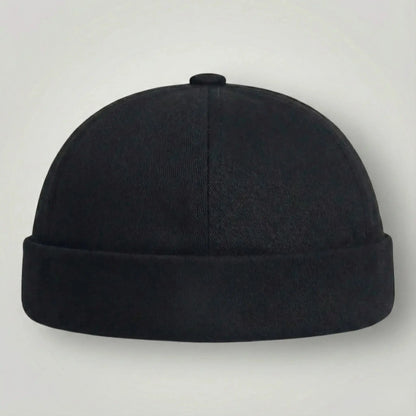 Bonnet Docker Mixte Noir Broderie Croix Blanche Sangle Maison Shelby
