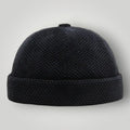 Bonnet Docker Mixte Noir Maille Ajourée Revers