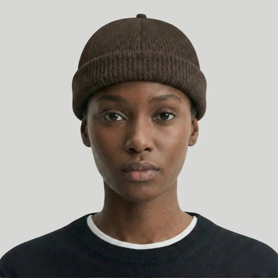 Bonnet Docker Mixte Taupe Maille Côtelée Sangle Ajustable Maison Shelby