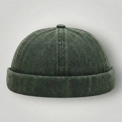 Bonnet Docker Mixte Vert Kaki Délavé Velours Ras Maison Shelby
