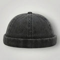 Bonnet Docker Noir Délavé Homme Femme – Coton Lavé