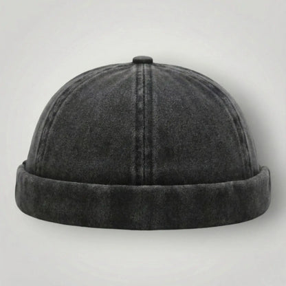 Bonnet Docker Noir Délavé Homme Femme – Coton Lavé Maison Shelby