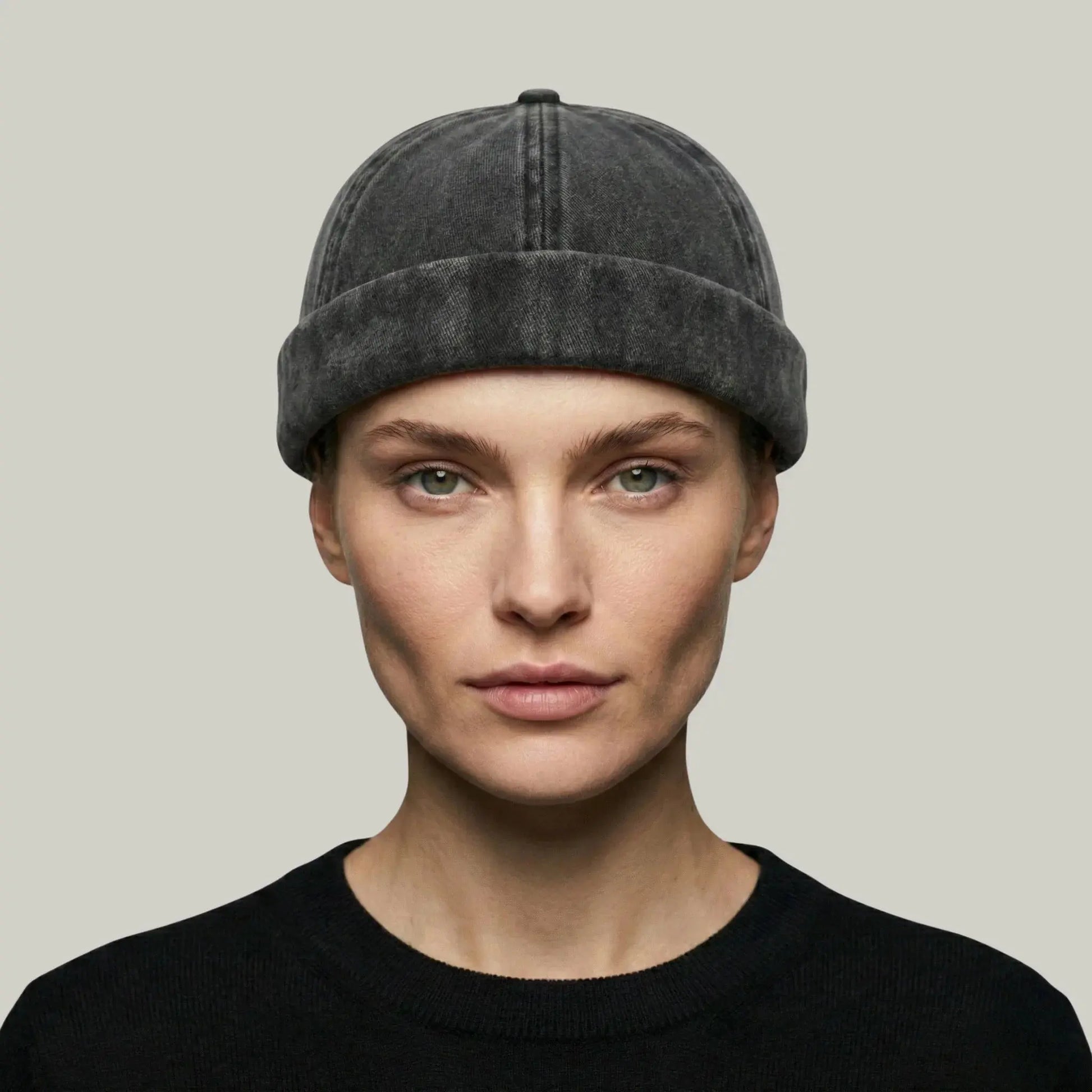Bonnet Docker Noir Délavé Homme Femme – Coton Lavé Maison Shelby