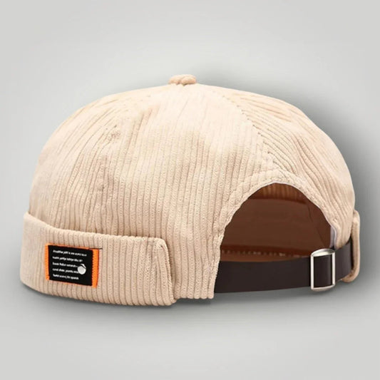 Bonnet Docker Velours Côtelé Beige Homme Femme – Patch & Boucle