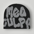Bonnet Jacquard Mixte Noir Inscription Mea Culpa Gris