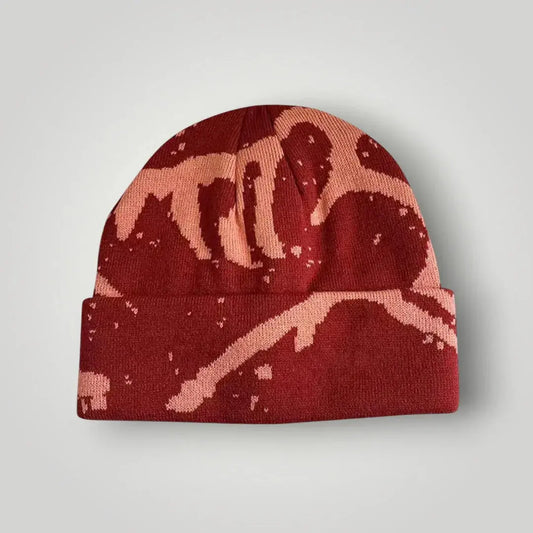 Bonnet Streetwear Mixte Bordeaux Motif Marbré Crème Maison Shelby