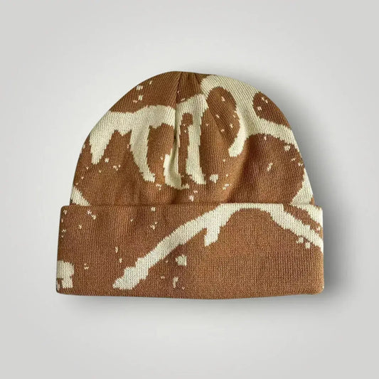 Bonnet Streetwear Mixte Camel Motif Marbré Crème Maison Shelby