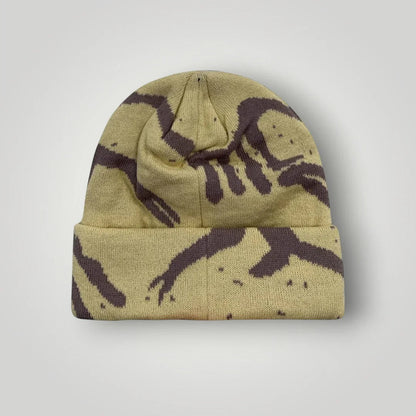 Bonnet Streetwear Mixte Kaki Motif Tie-Dye Brun