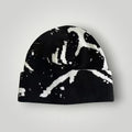 Bonnet Streetwear Mixte Noir Motif Éclaboussures Blanc