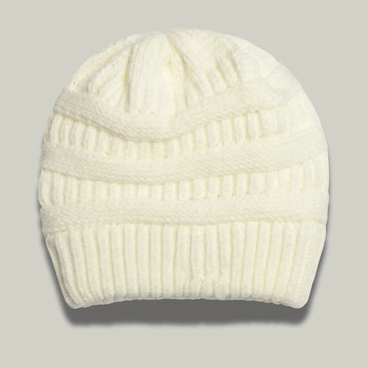 Bonnet Tricot Femme Blanc à Relief Maison Shelby