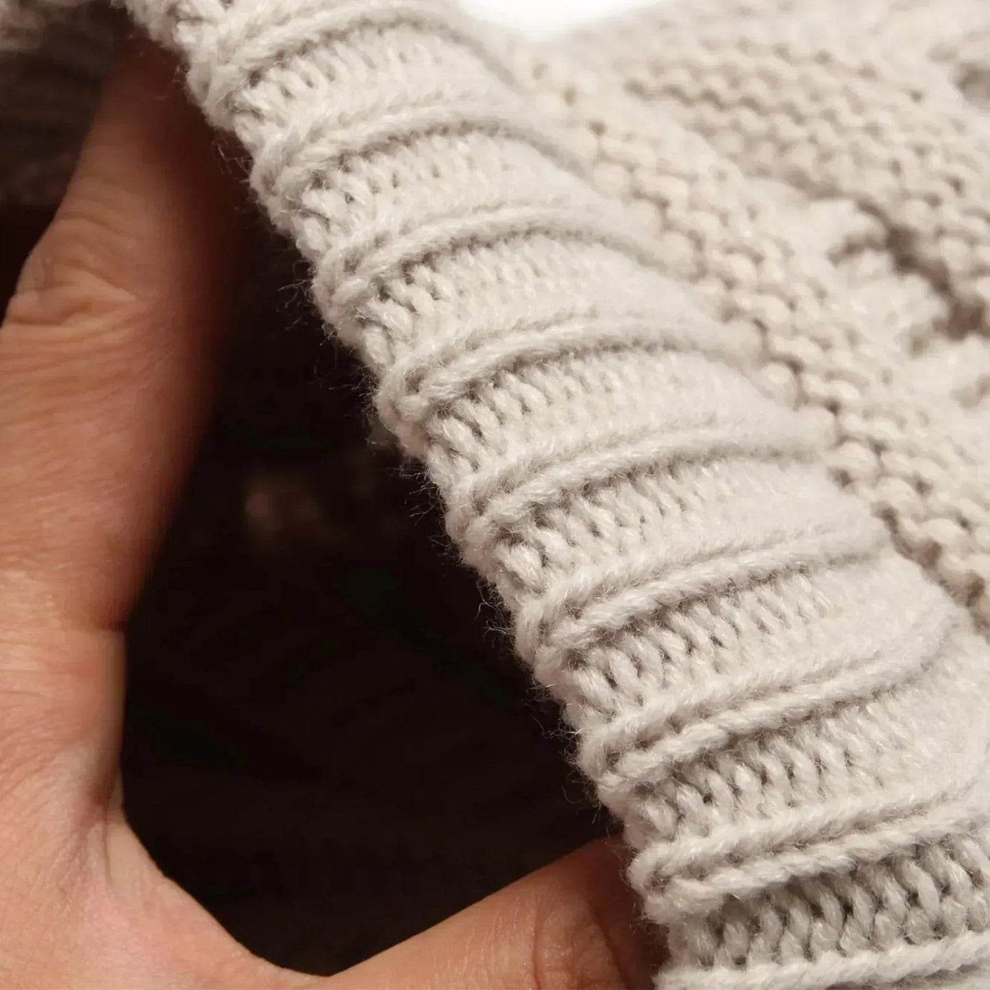 Bonnet Tricot Femme Blanc à Relief